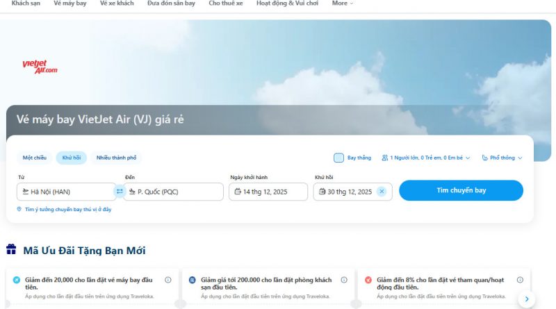 Vé máy bay Vietjet trên Traveloka